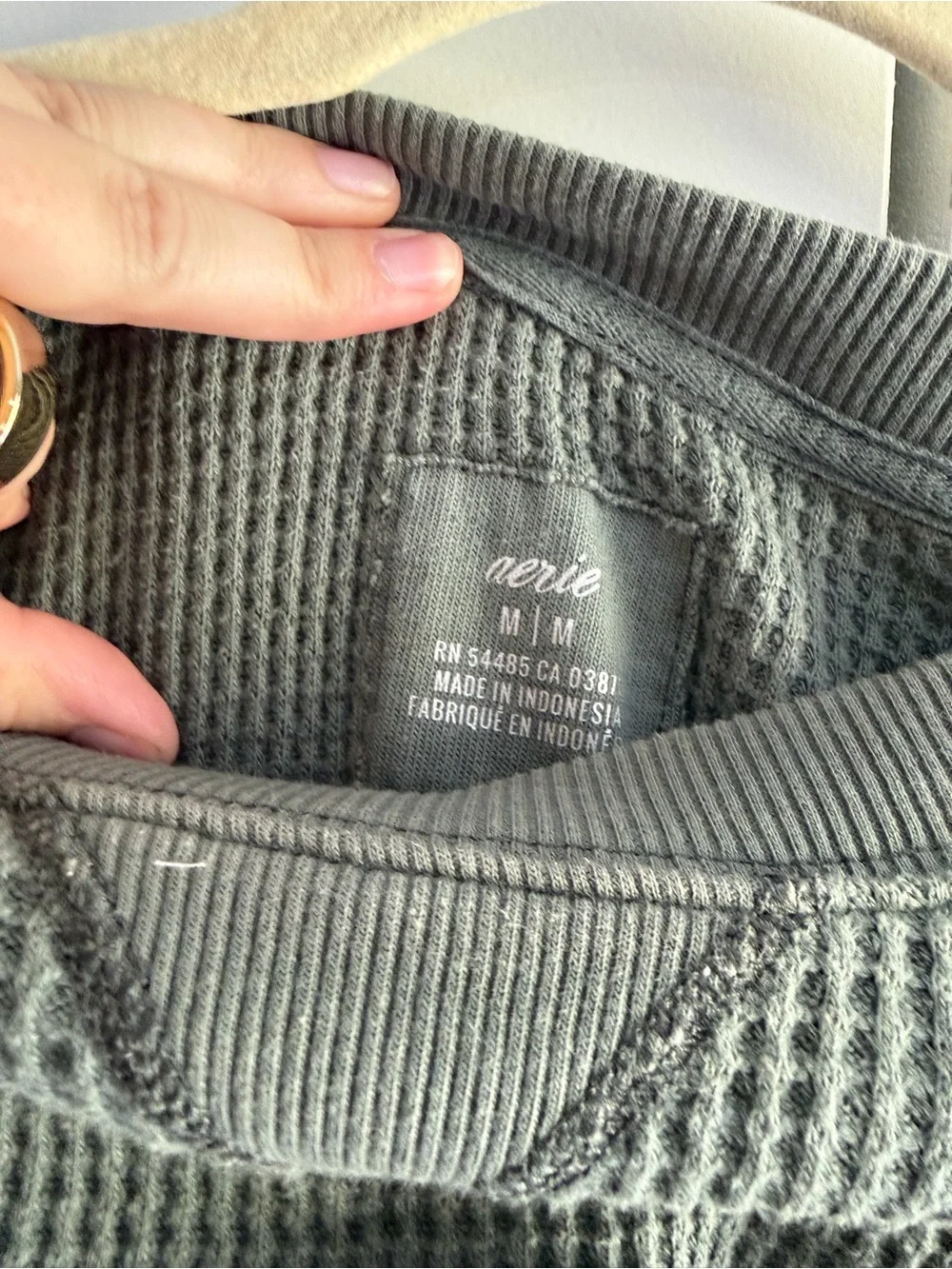 aerie Women’s Waffle Crewneck Sweater - Sage Green